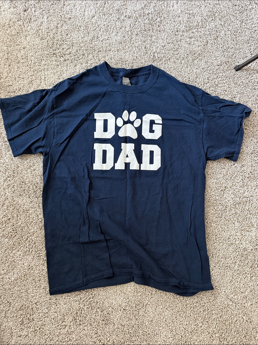 Men's Classic Fit Dog Dad Short Sleeve Tee, Navy with White Text